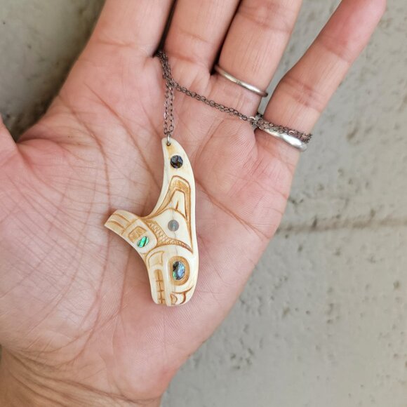 Native American Patty Fawn Cherokee carved ivory orca brother print shaman sharm - Picture 4 of 16